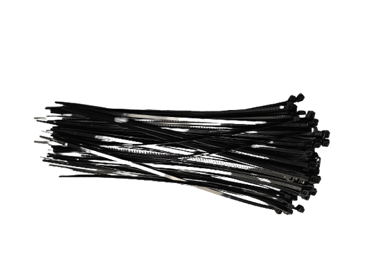 100 Stück 4,8 x 200, 250, 300, 360, 430 oder 740 mm Kabelbinder schwarz