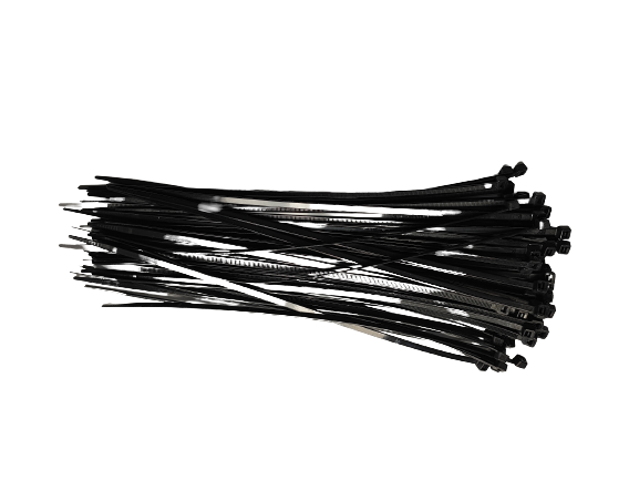 100 Stück 7,6 x 200, 280, 300, 450 oder 750 mm Kabelbinder schwarz